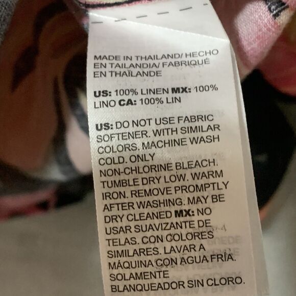 Chicos Top Women Large 2 Floral 100% Linen Button 3/4 Sleeve Collared Beachy - Picture 9 of 9